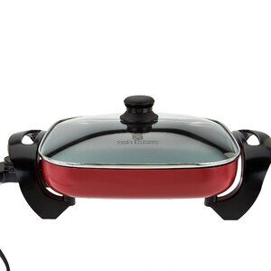 NEW IN BOX! COOKS ESSENTIALS RED 12" X 12" NONSTICK ELECTRIC SKILLET